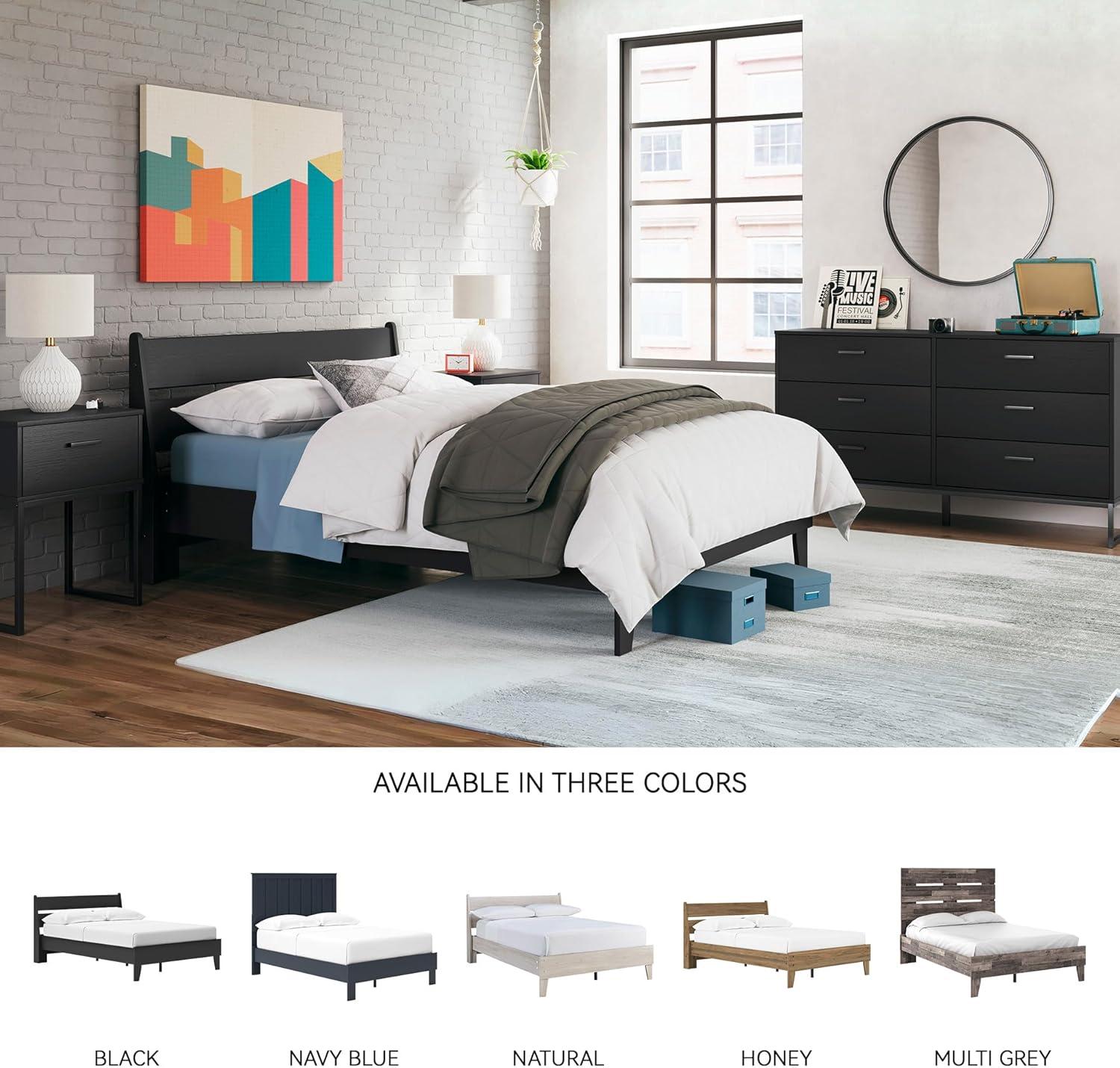 imageSignature Design by Ashley Socalle Casual Twin Platform Bed with Metal Slats No Box Spring Needed BlackBlack