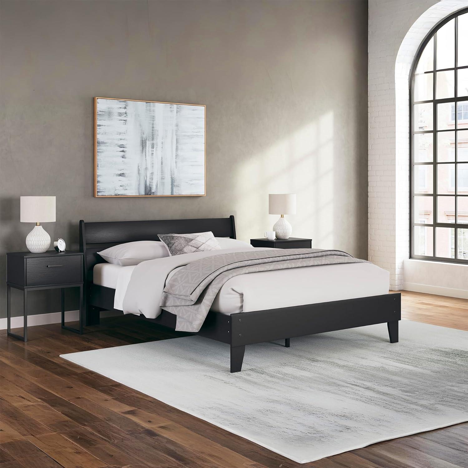 imageSignature Design by Ashley Socalle Casual Twin Platform Bed with Metal Slats No Box Spring Needed BlackBlack