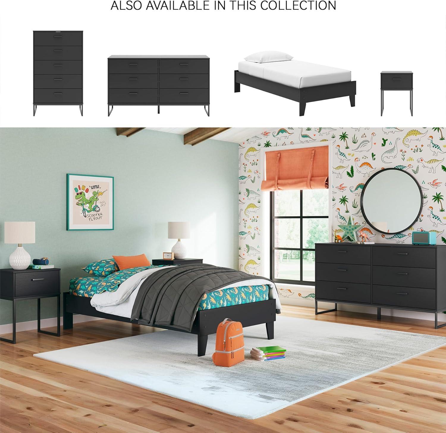 imageSignature Design by Ashley Socalle Casual Twin Platform Bed with Metal Slats No Box Spring Needed BlackBlack