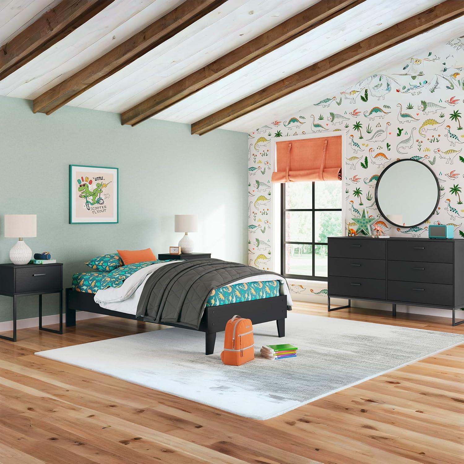 imageSignature Design by Ashley Socalle Casual Twin Platform Bed with Metal Slats No Box Spring Needed BlackBlack