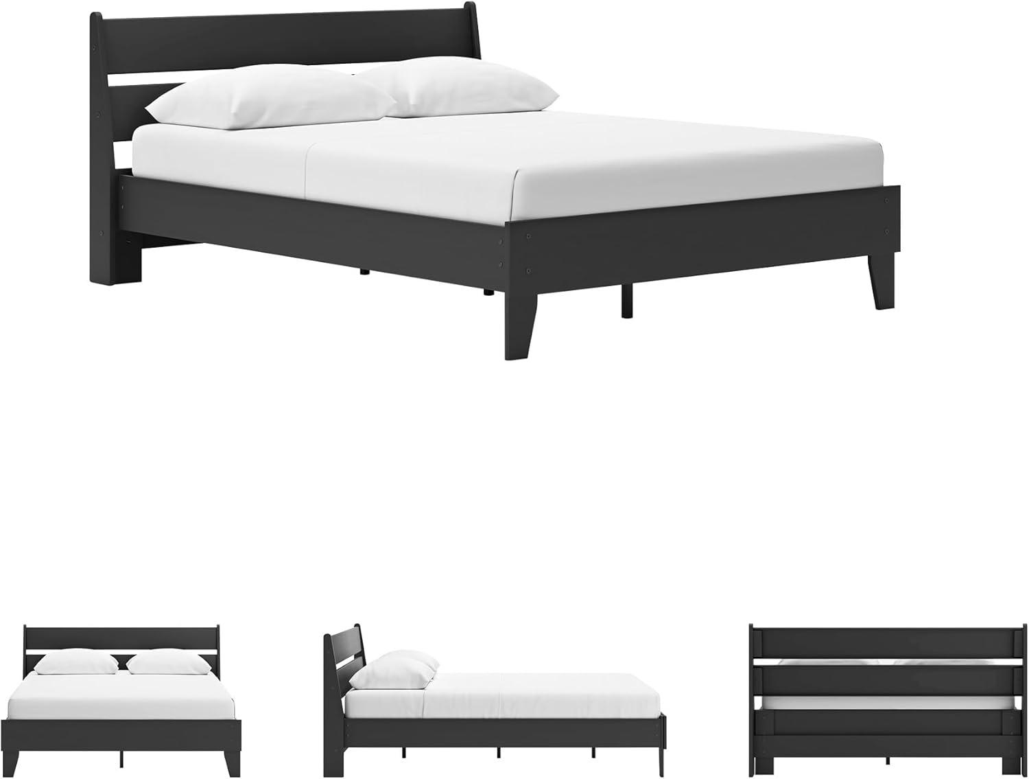 imageSignature Design by Ashley Socalle Casual Twin Platform Bed with Metal Slats No Box Spring Needed BlackBlack
