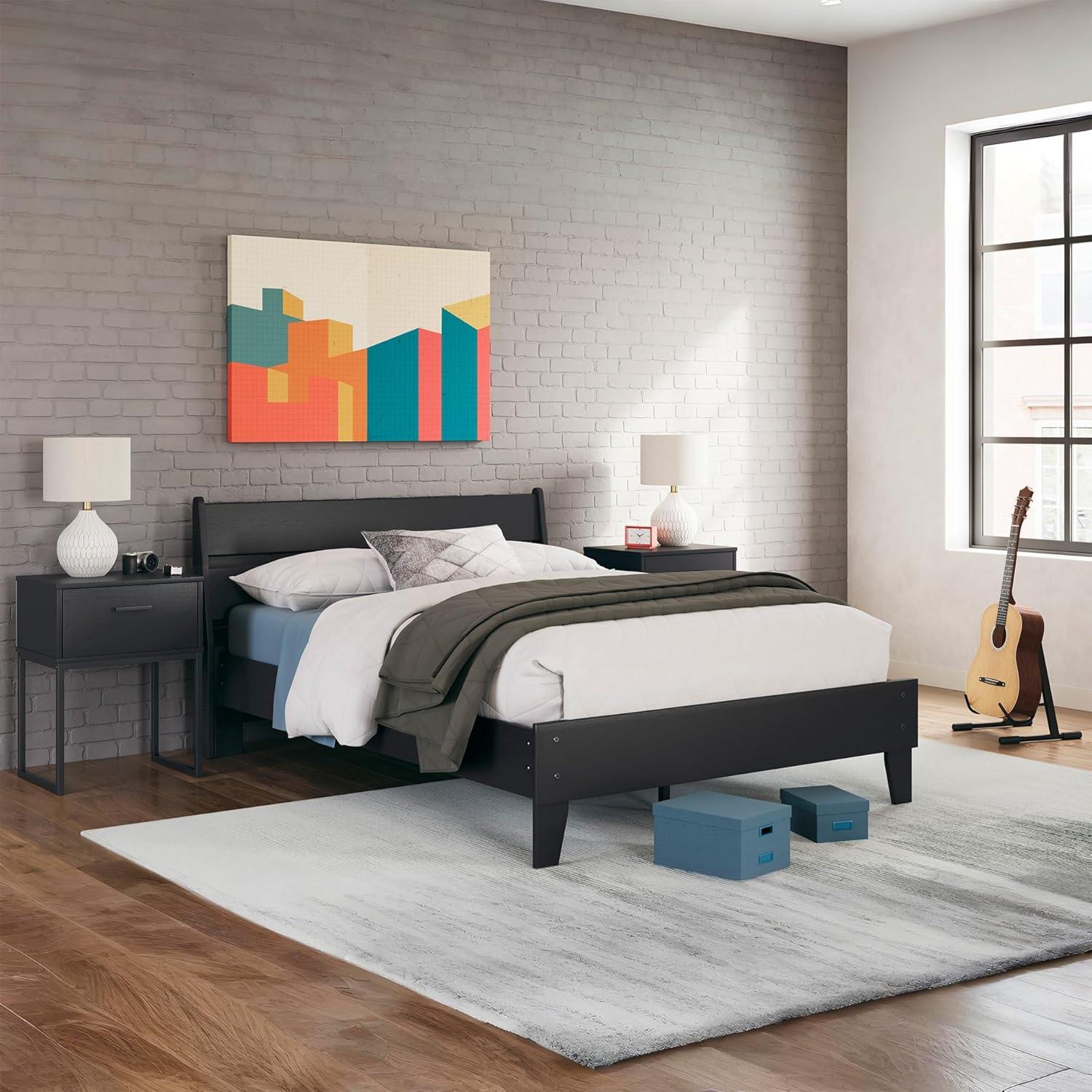 imageSignature Design by Ashley Socalle Casual Twin Platform Bed with Metal Slats No Box Spring Needed BlackBlack