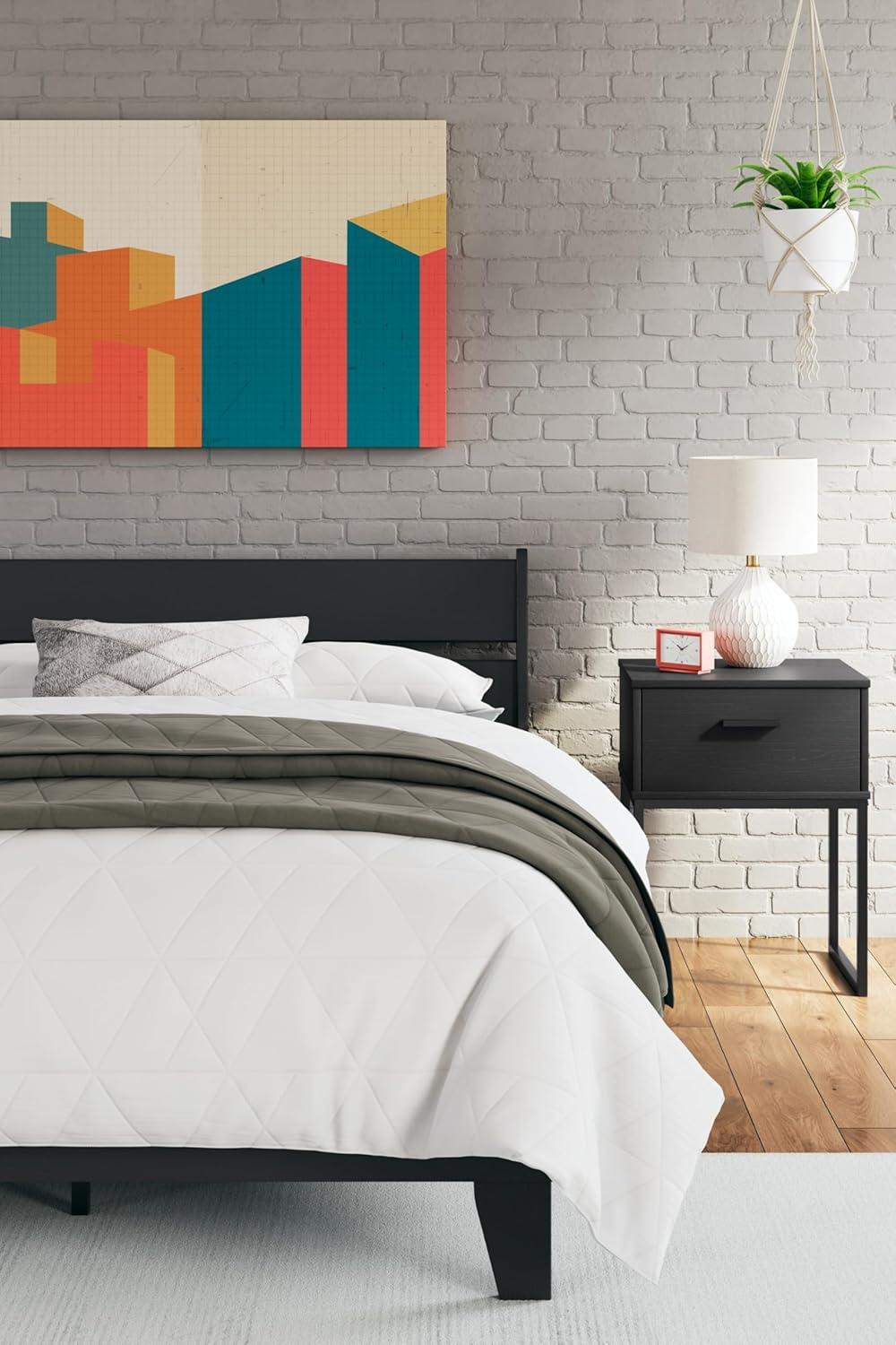 imageSignature Design by Ashley Socalle Casual Twin Platform Bed with Metal Slats No Box Spring Needed BlackBlack