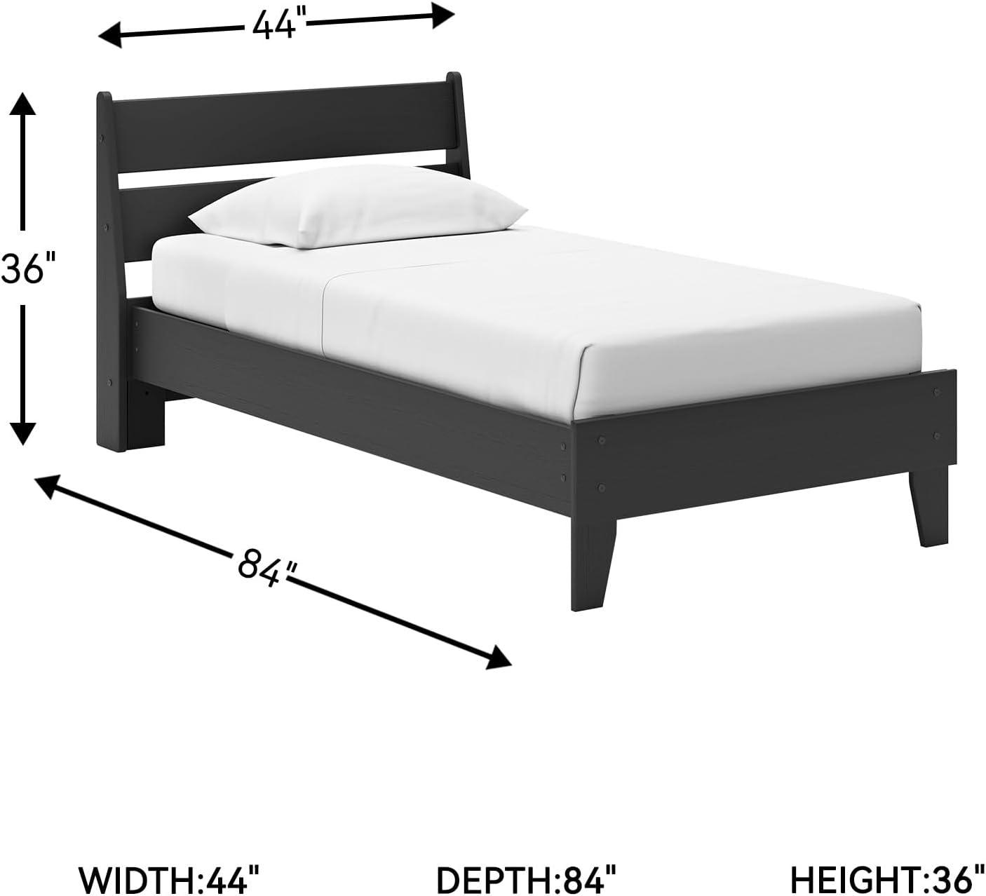 imageSignature Design by Ashley Socalle Casual Twin Platform Bed with Metal Slats No Box Spring Needed BlackBlack