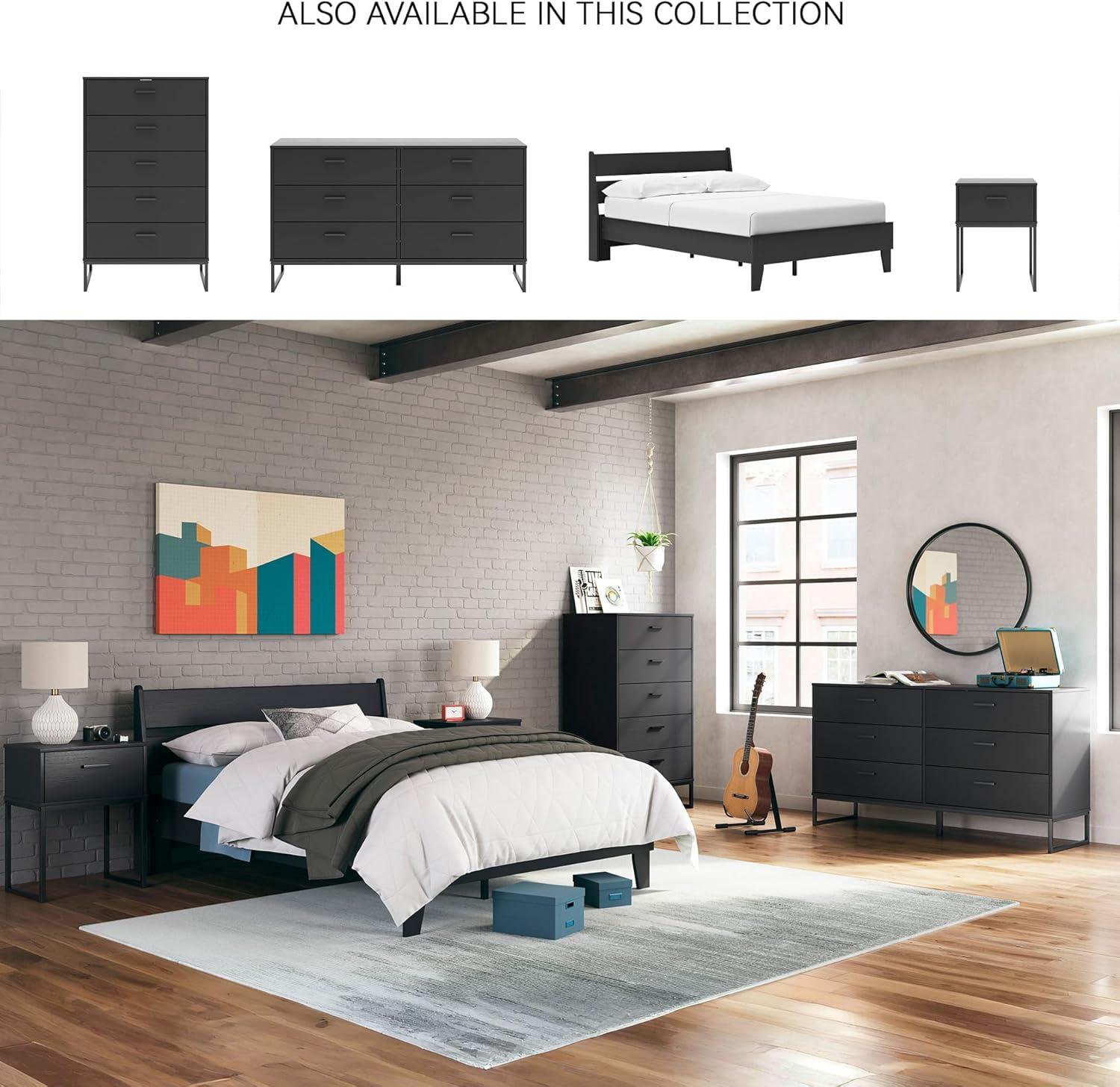 imageSignature Design by Ashley Socalle Casual Twin Platform Bed with Metal Slats No Box Spring Needed BlackBlack