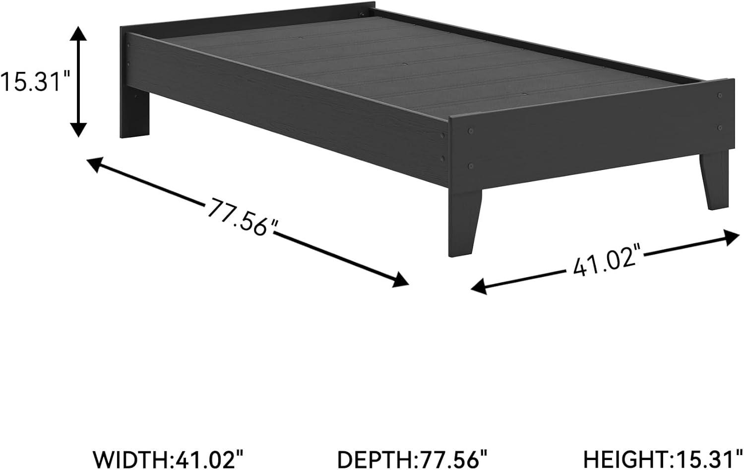 imageSignature Design by Ashley Socalle Casual Twin Platform Bed with Metal Slats No Box Spring Needed BlackBlack