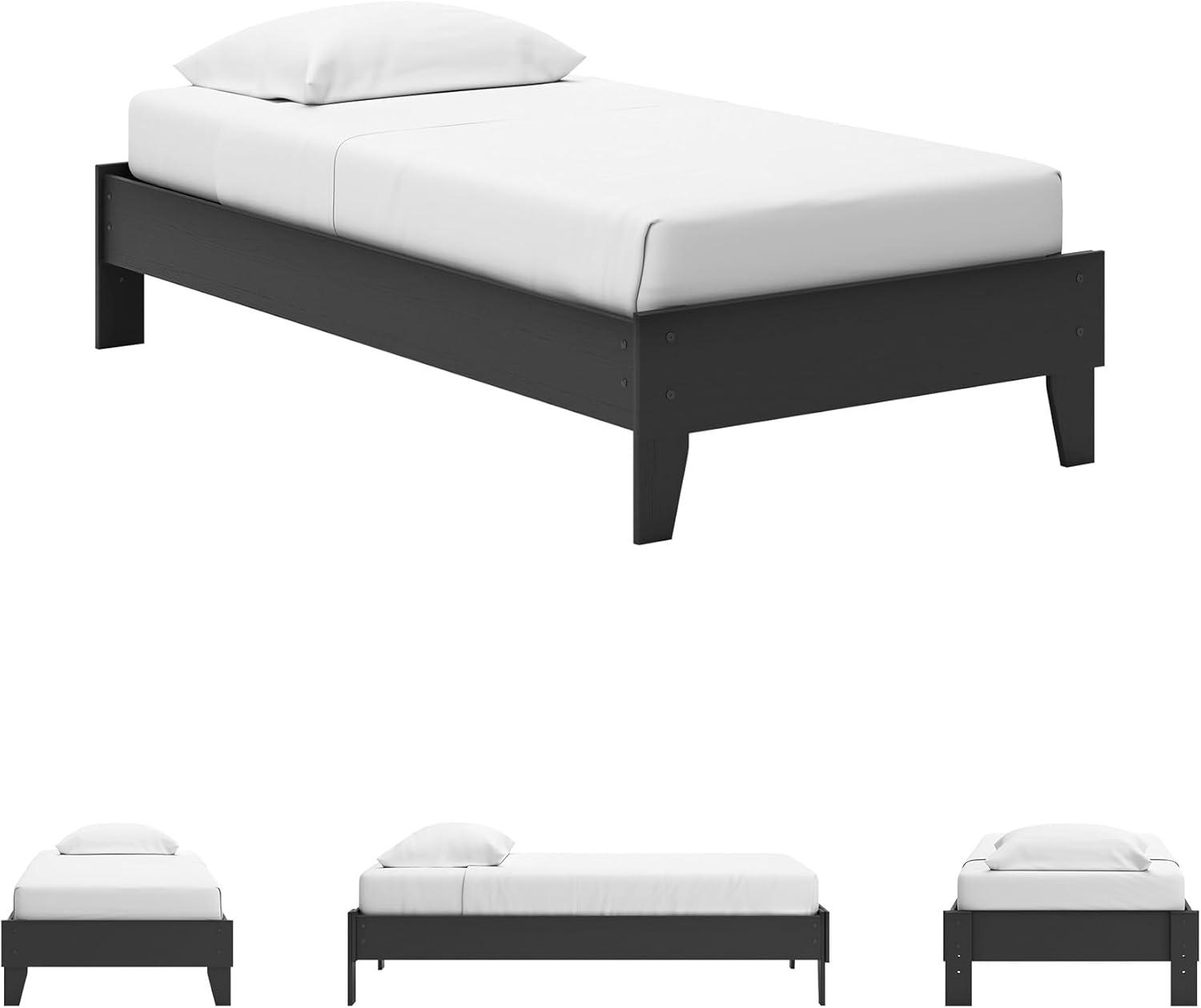 imageSignature Design by Ashley Socalle Casual Twin Platform Bed with Metal Slats No Box Spring Needed BlackBlack