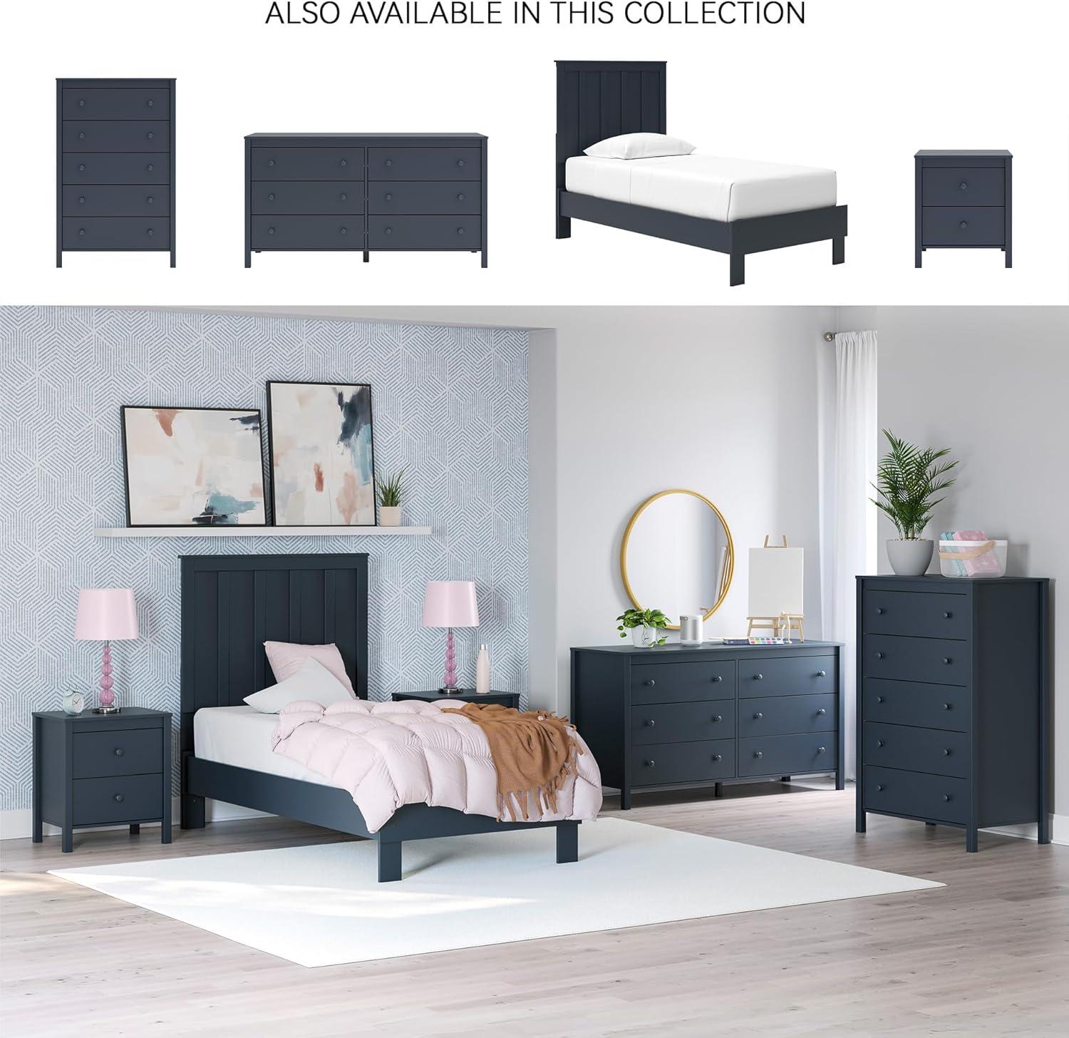 imageSignature Design by Ashley Socalle Casual Twin Platform Bed with Metal Slats No Box Spring Needed BlackBlue