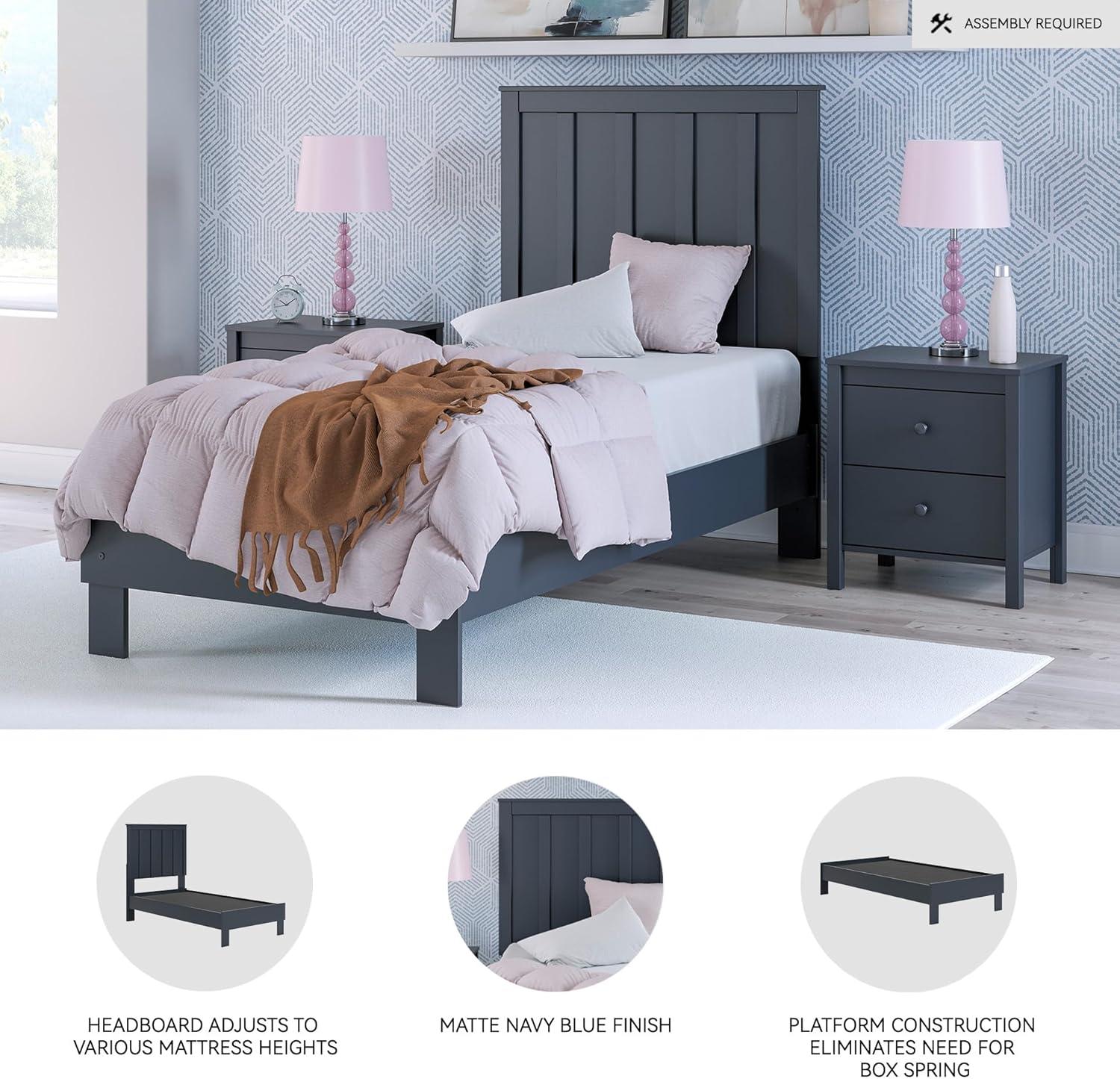 imageSignature Design by Ashley Socalle Casual Twin Platform Bed with Metal Slats No Box Spring Needed BlackBlue