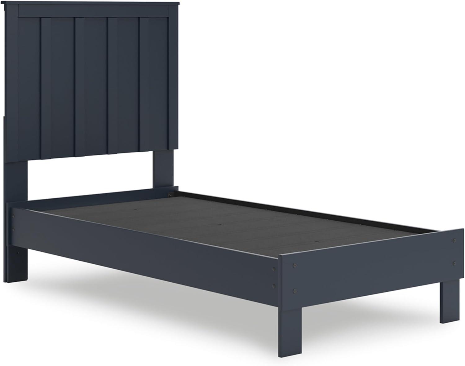 imageSignature Design by Ashley Socalle Casual Twin Platform Bed with Metal Slats No Box Spring Needed BlackBlue