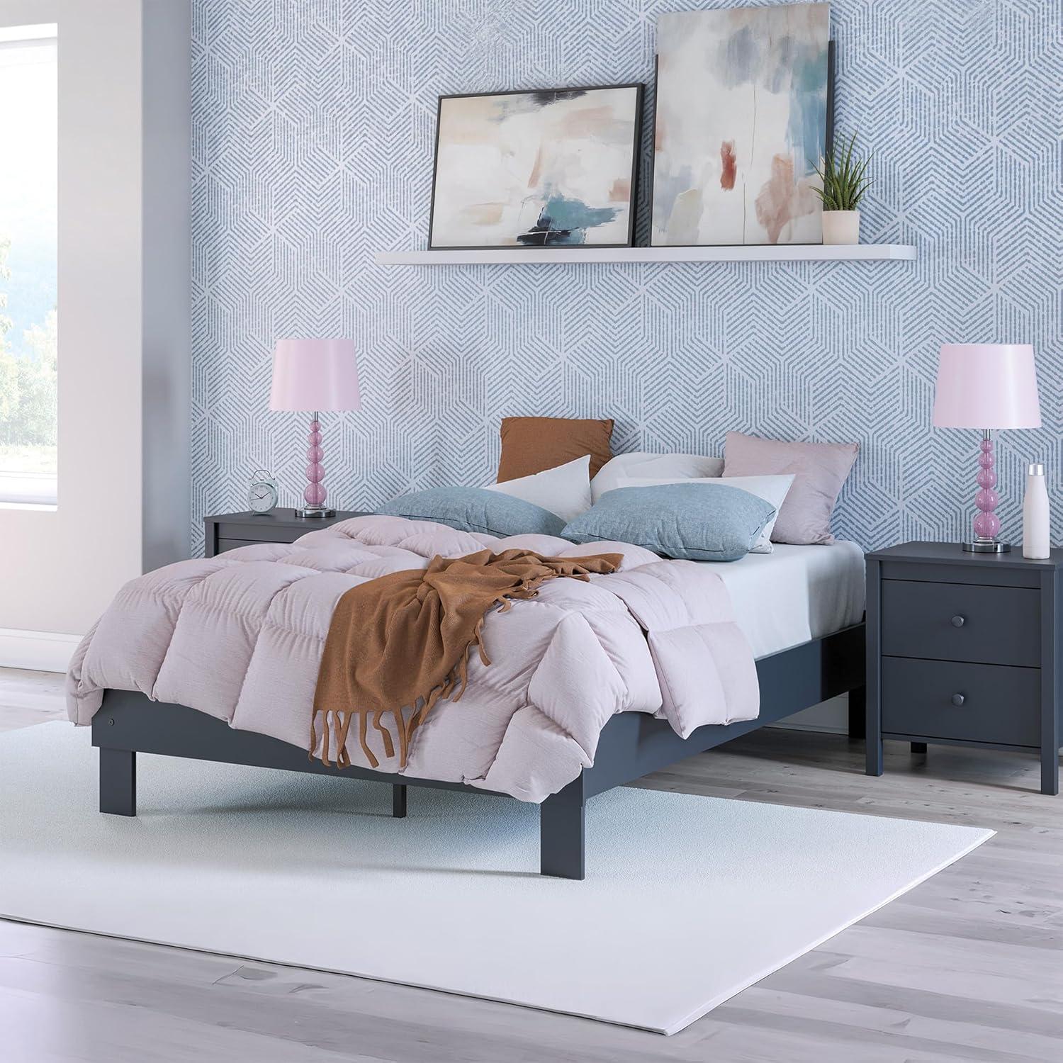 imageSignature Design by Ashley Socalle Casual Twin Platform Bed with Metal Slats No Box Spring Needed BlackBlue