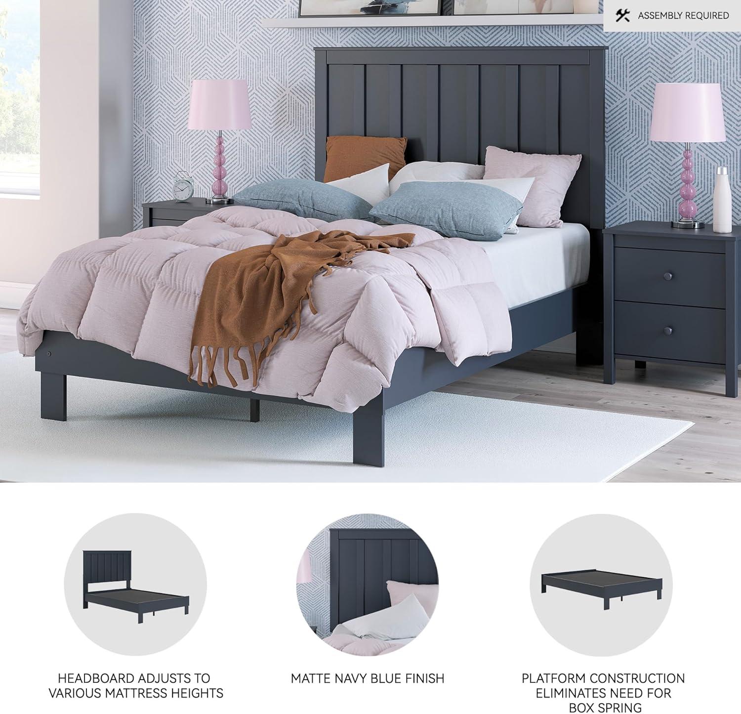 imageSignature Design by Ashley Socalle Casual Twin Platform Bed with Metal Slats No Box Spring Needed BlackBlue