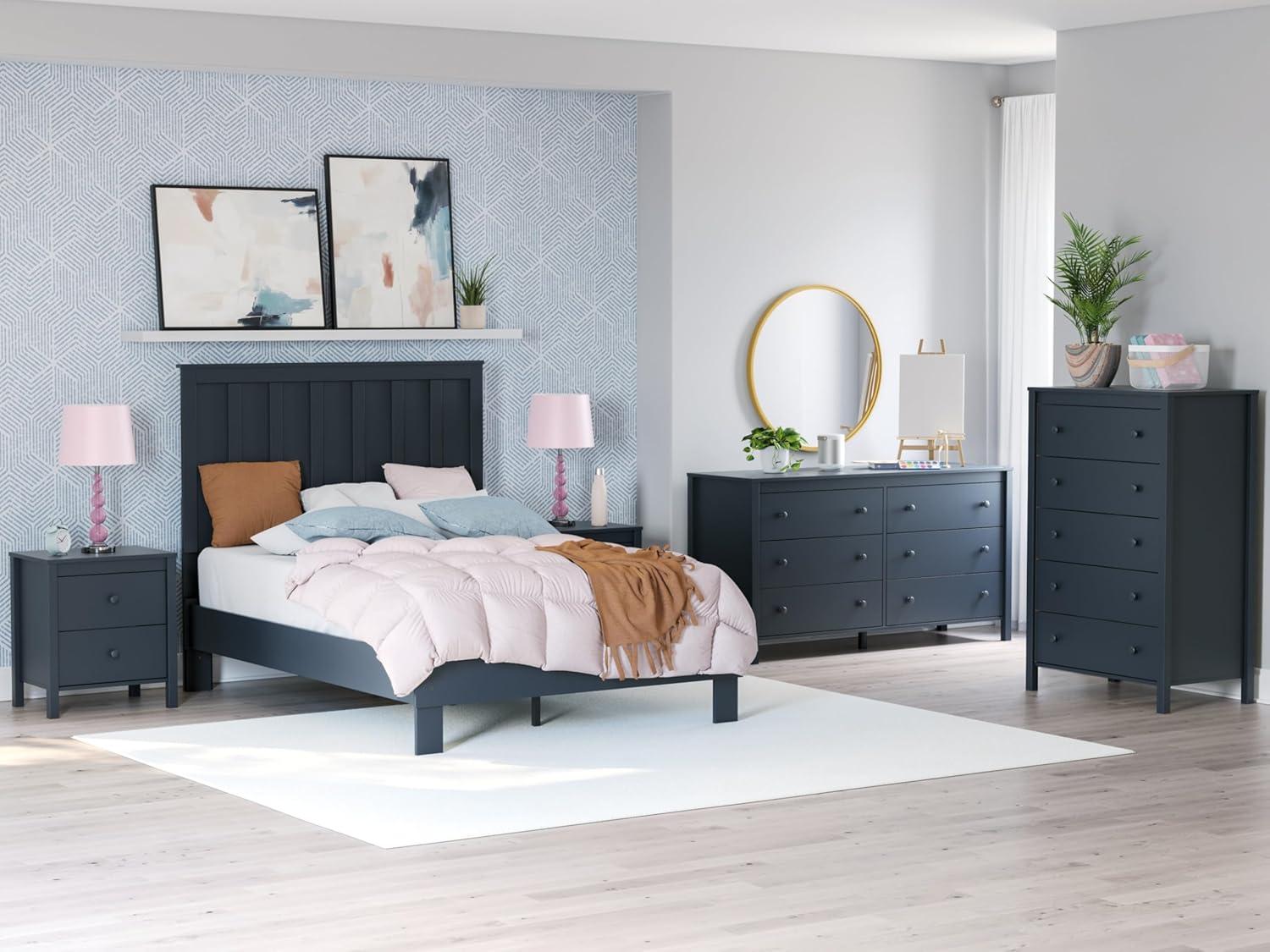 imageSignature Design by Ashley Socalle Casual Twin Platform Bed with Metal Slats No Box Spring Needed BlackBlue