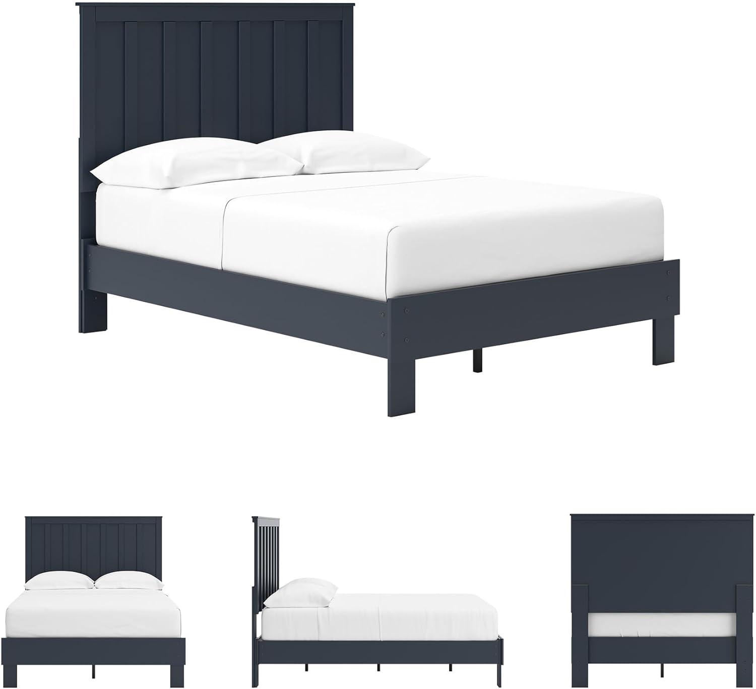 imageSignature Design by Ashley Socalle Casual Twin Platform Bed with Metal Slats No Box Spring Needed BlackBlue