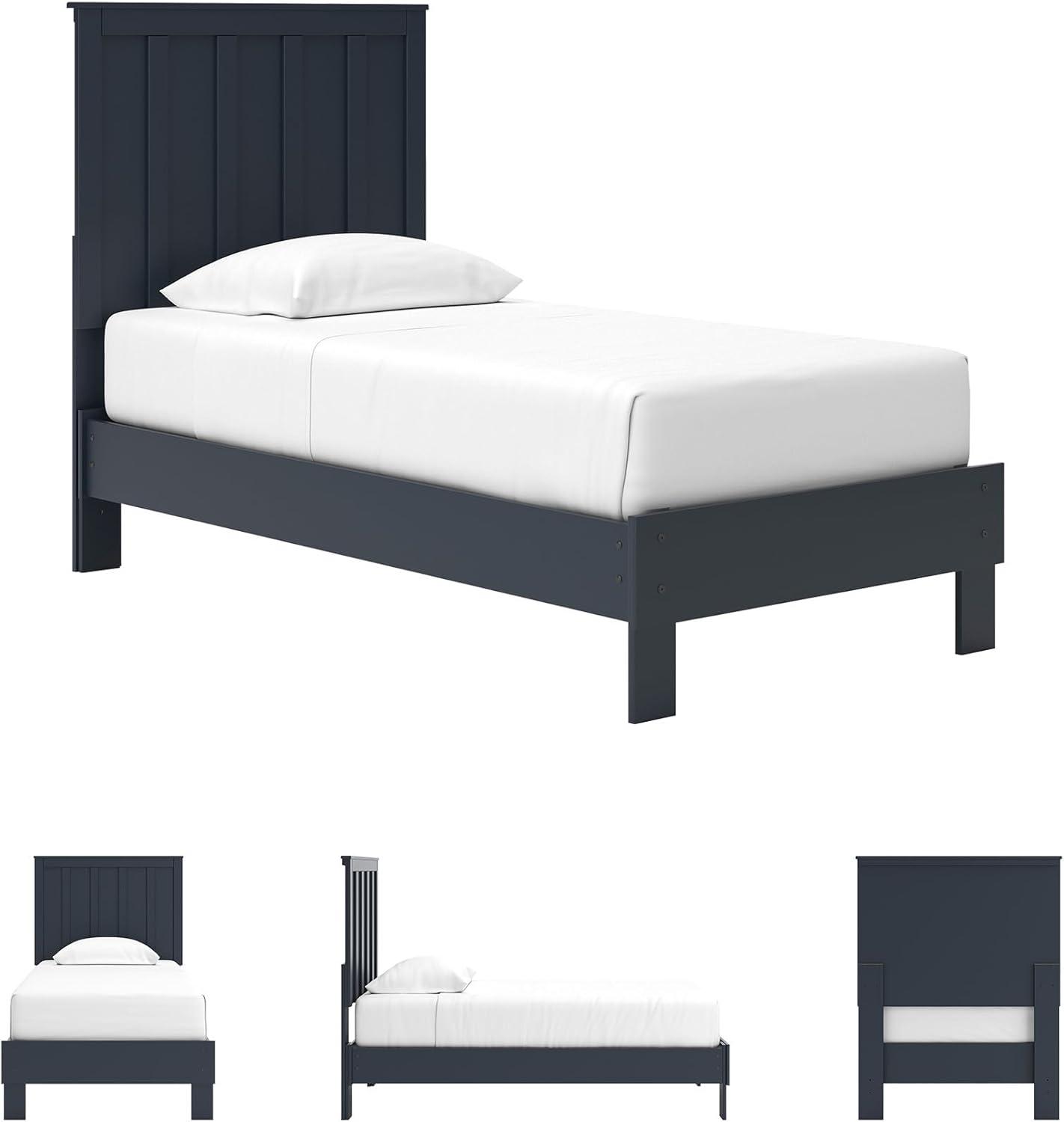 imageSignature Design by Ashley Socalle Casual Twin Platform Bed with Metal Slats No Box Spring Needed BlackBlue