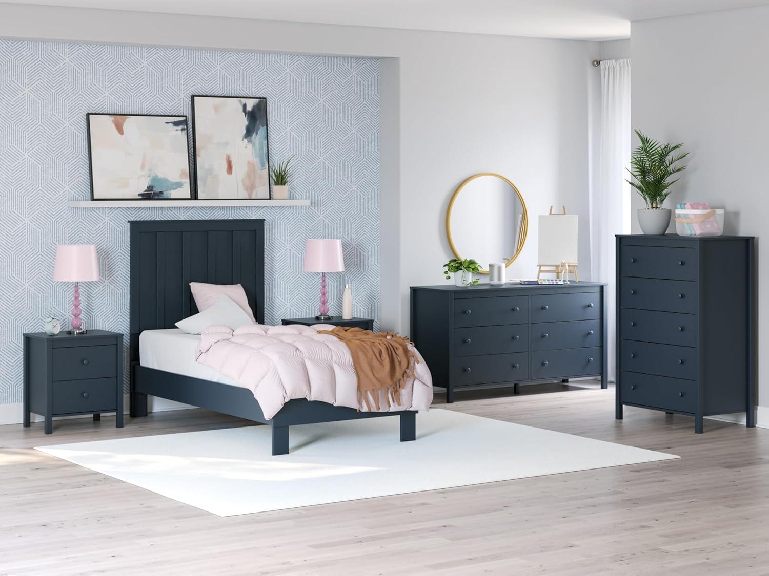 imageSignature Design by Ashley Socalle Casual Twin Platform Bed with Metal Slats No Box Spring Needed BlackBlue