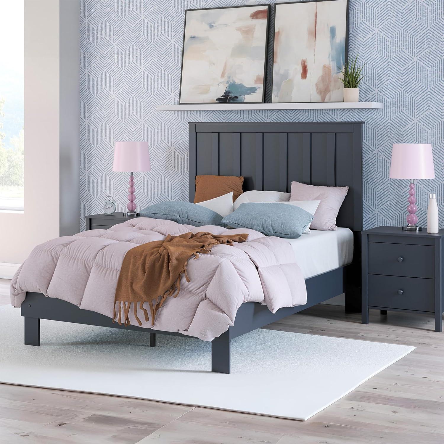 imageSignature Design by Ashley Socalle Casual Twin Platform Bed with Metal Slats No Box Spring Needed BlackBlue