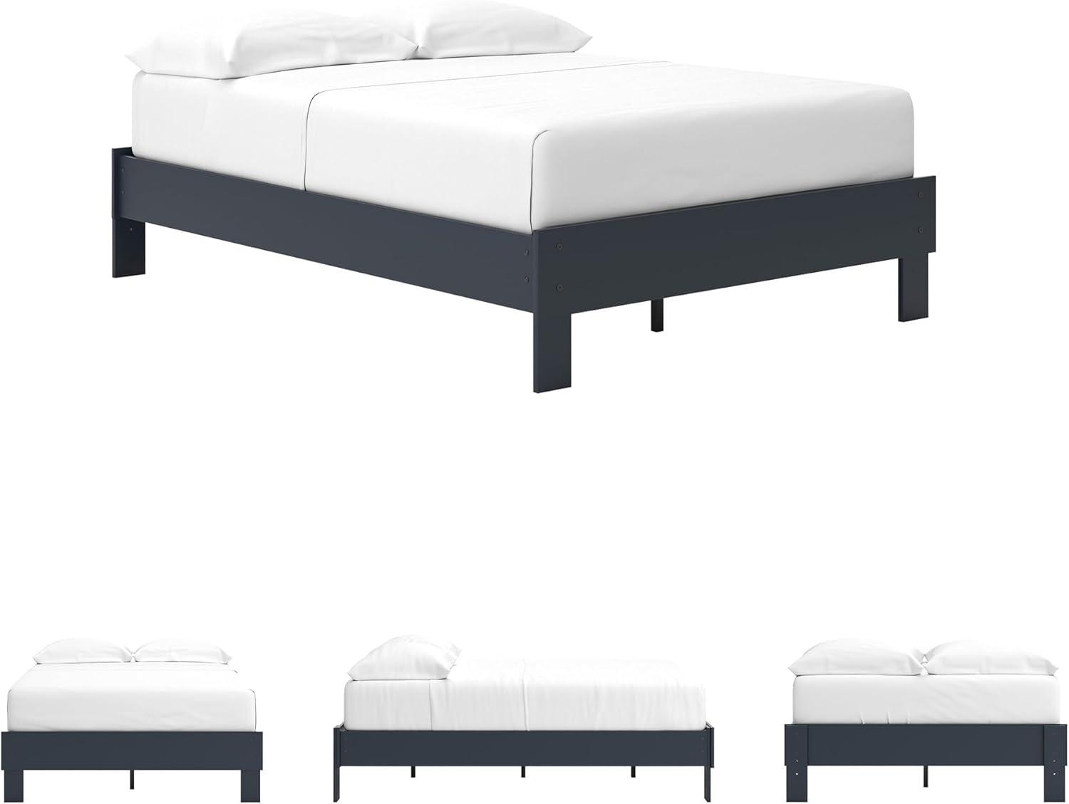 imageSignature Design by Ashley Socalle Casual Twin Platform Bed with Metal Slats No Box Spring Needed BlackBlue
