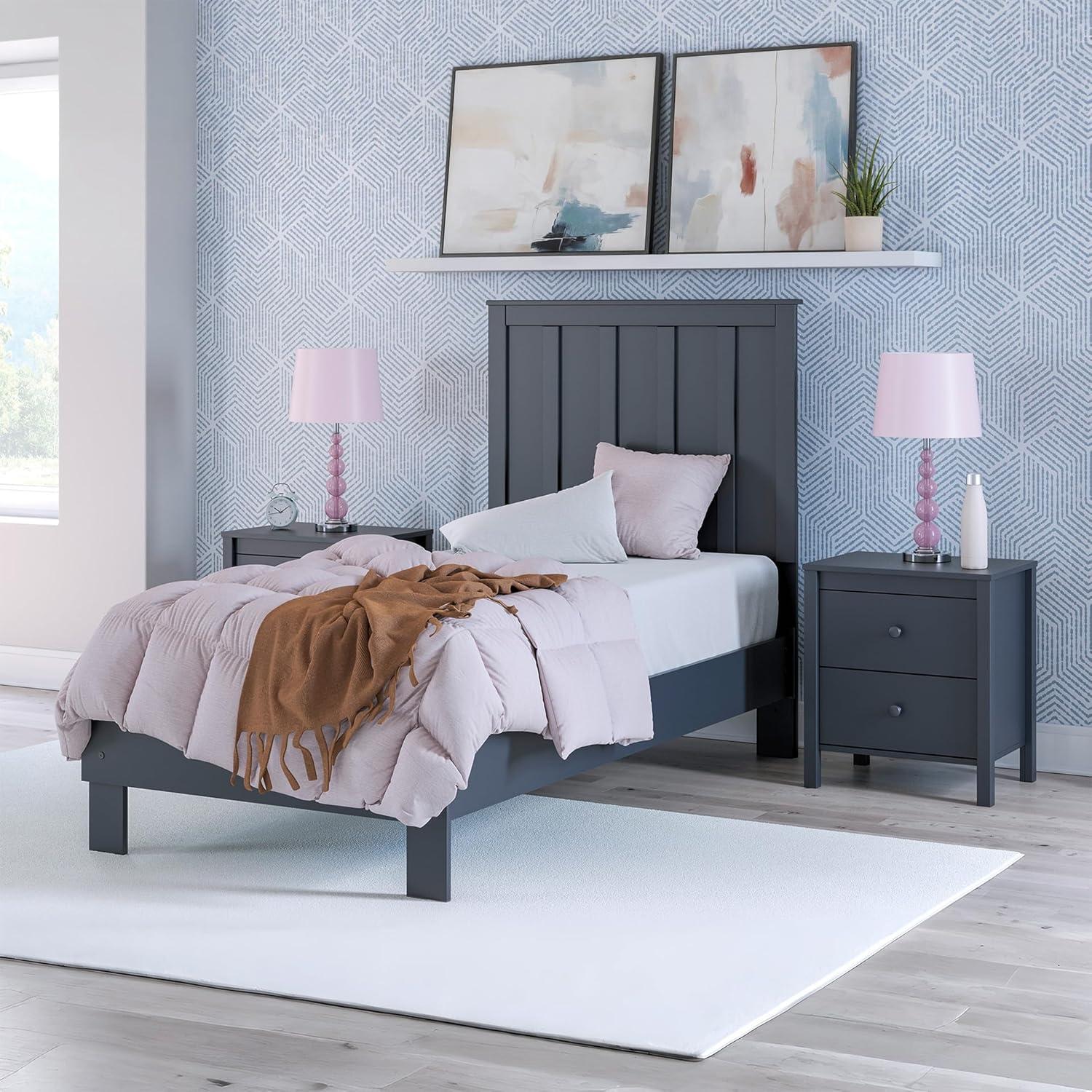 imageSignature Design by Ashley Socalle Casual Twin Platform Bed with Metal Slats No Box Spring Needed BlackBlue