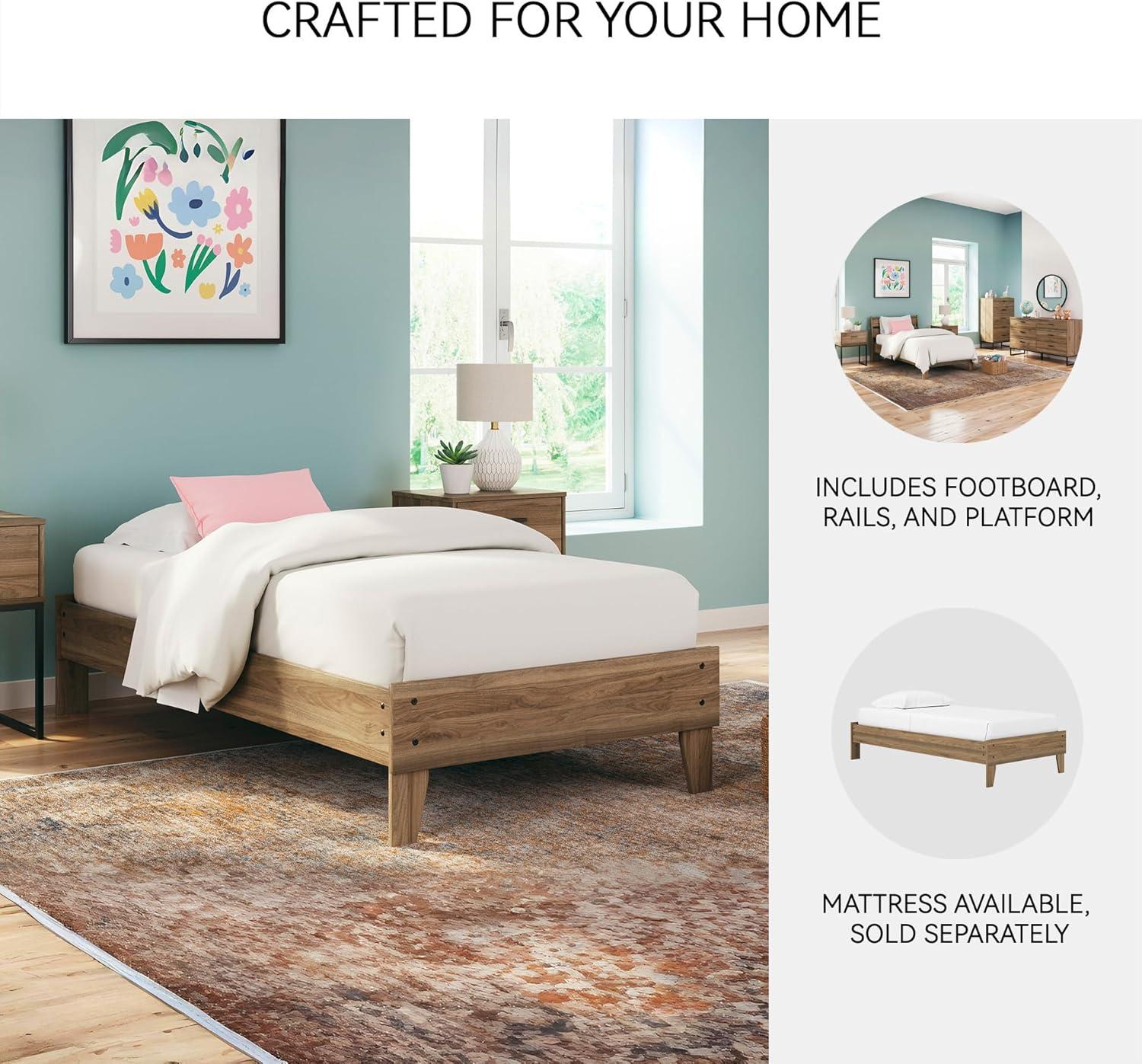 imageSignature Design by Ashley Socalle Casual Twin Platform Bed with Metal Slats No Box Spring Needed BlackHoney Brown