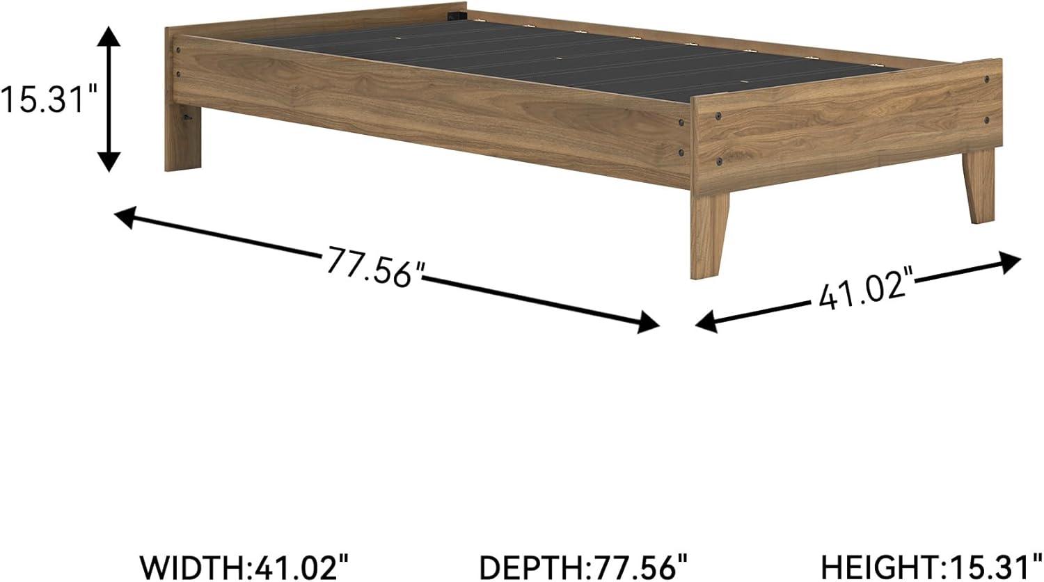 imageSignature Design by Ashley Socalle Casual Twin Platform Bed with Metal Slats No Box Spring Needed BlackHoney Brown