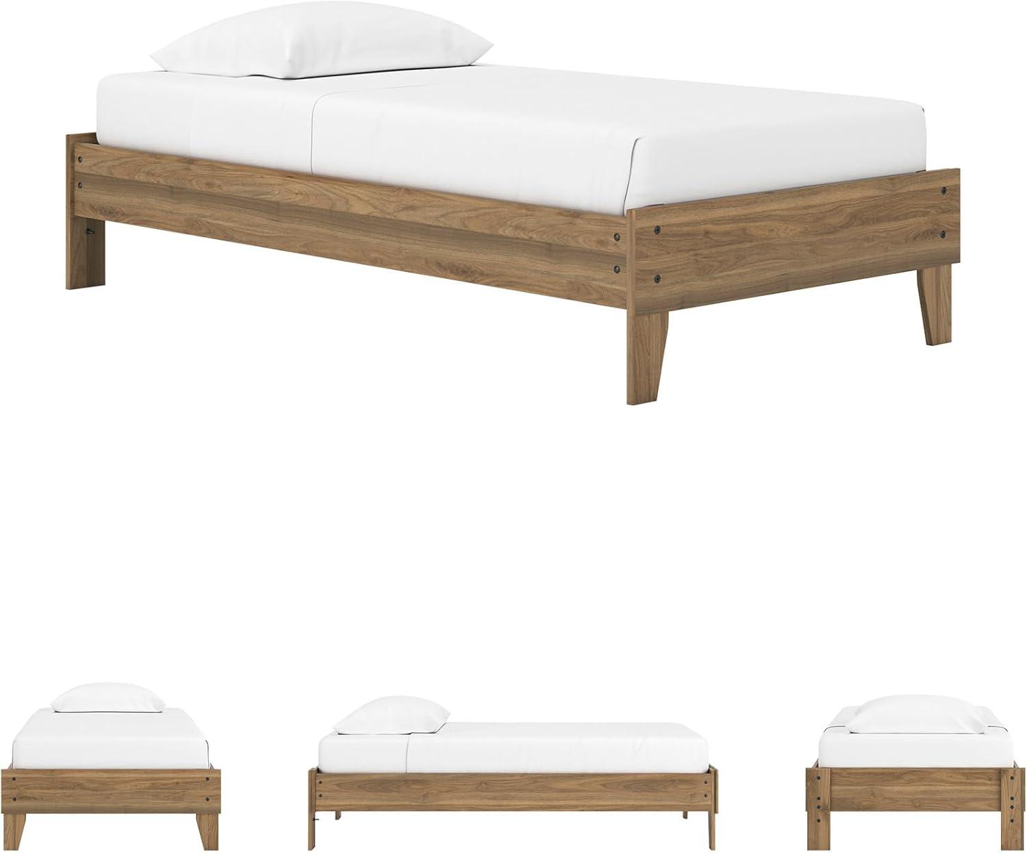 imageSignature Design by Ashley Socalle Casual Twin Platform Bed with Metal Slats No Box Spring Needed BlackHoney Brown