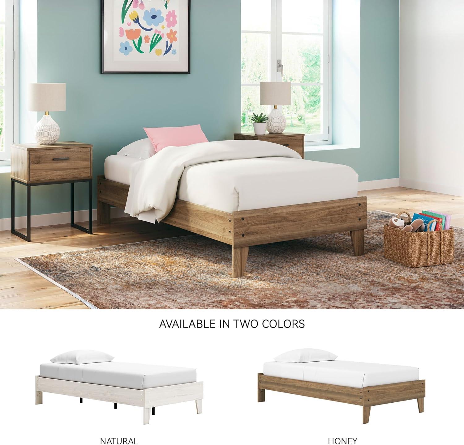 imageSignature Design by Ashley Socalle Casual Twin Platform Bed with Metal Slats No Box Spring Needed BlackHoney Brown