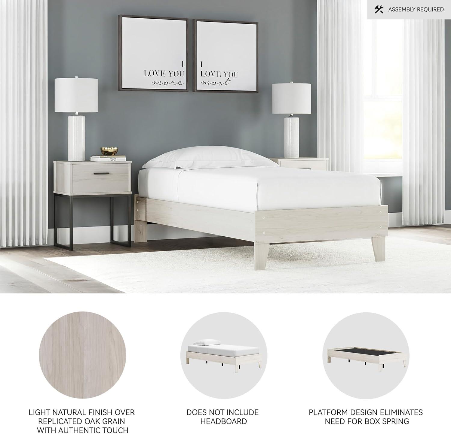 imageSignature Design by Ashley Socalle Casual Twin Platform Bed with Metal Slats No Box Spring Needed BlackNatural Beige