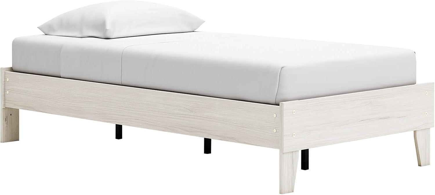 imageSignature Design by Ashley Socalle Casual Twin Platform Bed with Metal Slats No Box Spring Needed BlackNatural Beige