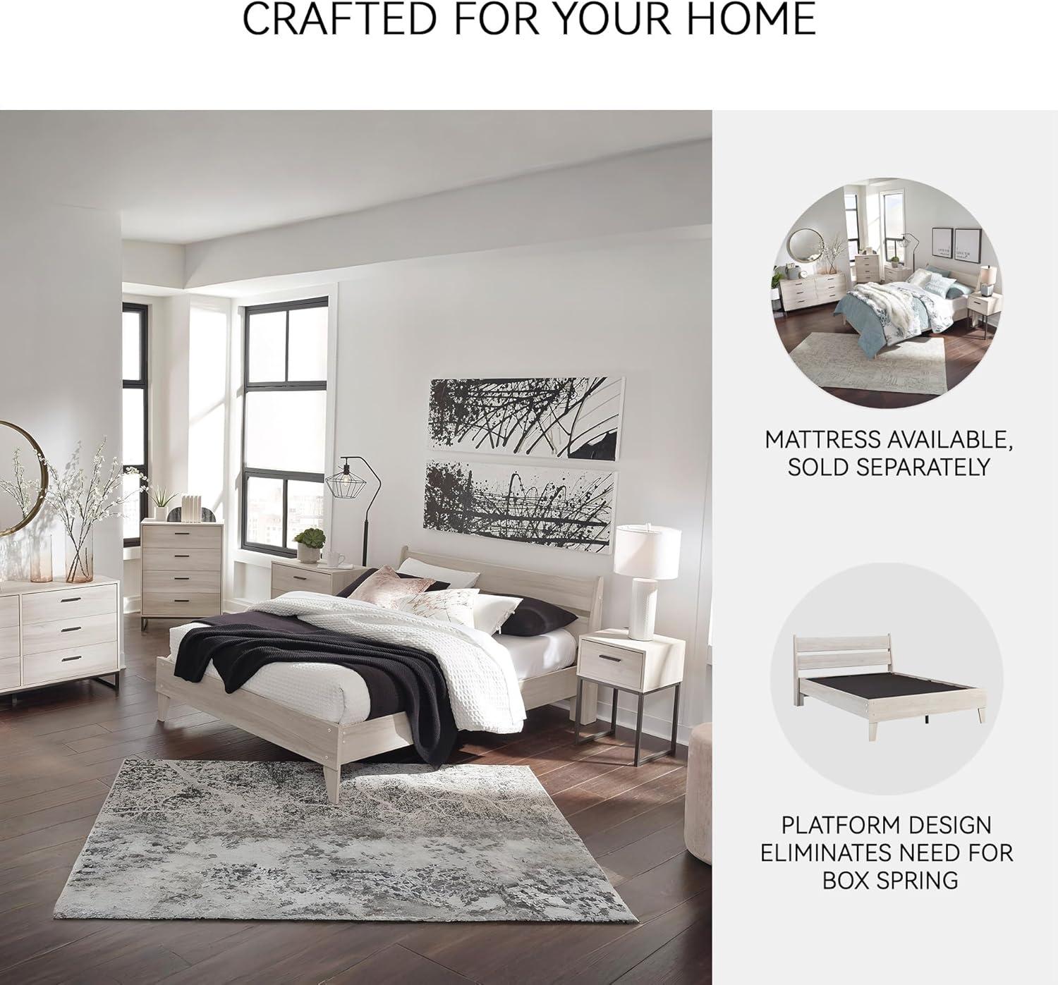 imageSignature Design by Ashley Socalle Casual Twin Platform Bed with Metal Slats No Box Spring Needed BlackNatural Beige