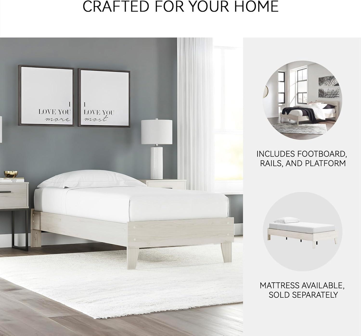 imageSignature Design by Ashley Socalle Casual Twin Platform Bed with Metal Slats No Box Spring Needed BlackNatural Beige