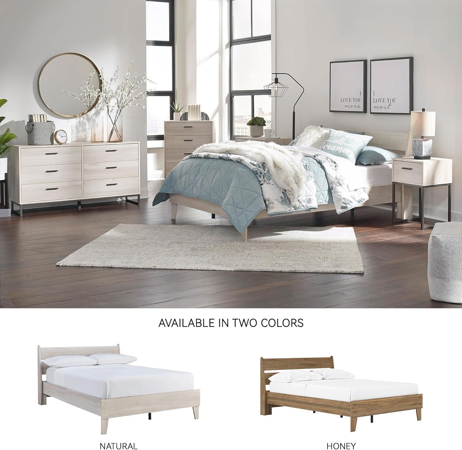 imageSignature Design by Ashley Socalle Casual Twin Platform Bed with Metal Slats No Box Spring Needed BlackNatural Beige