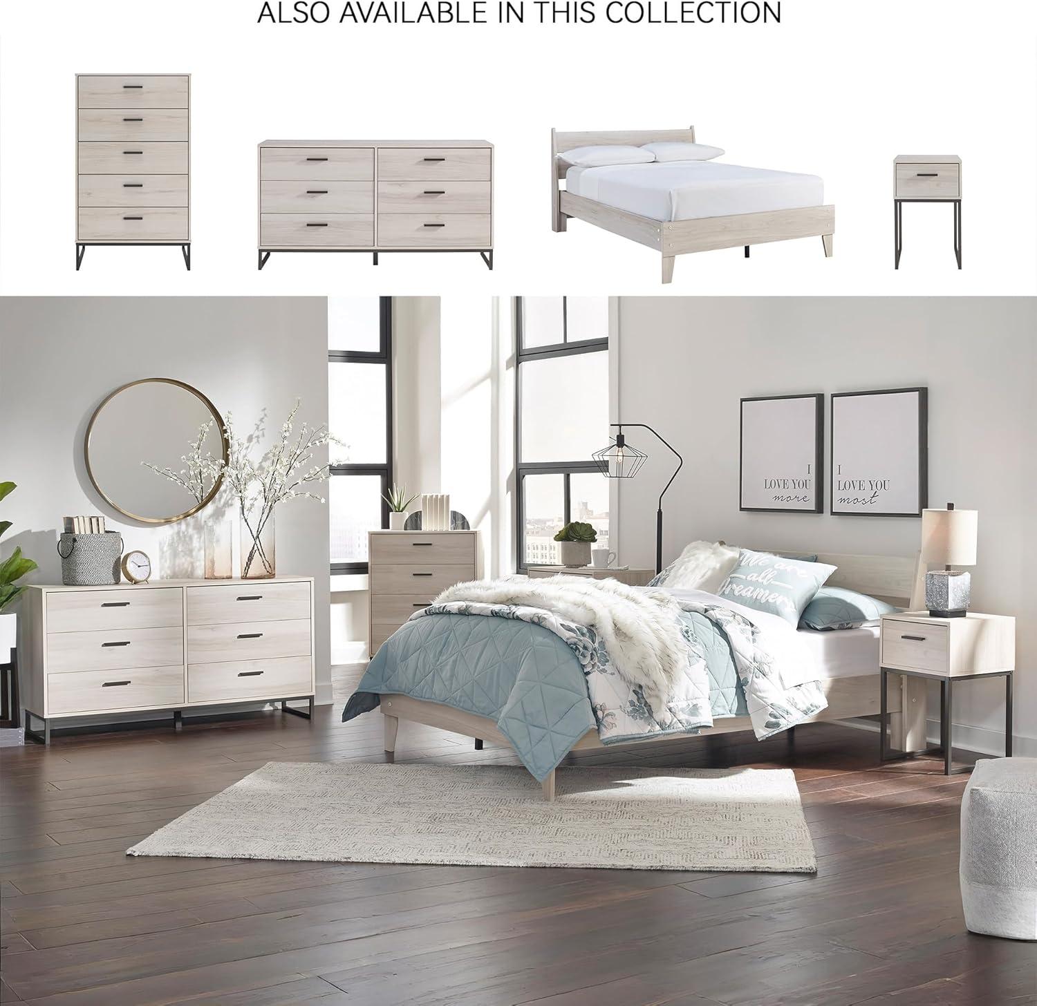 imageSignature Design by Ashley Socalle Casual Twin Platform Bed with Metal Slats No Box Spring Needed BlackNatural Beige