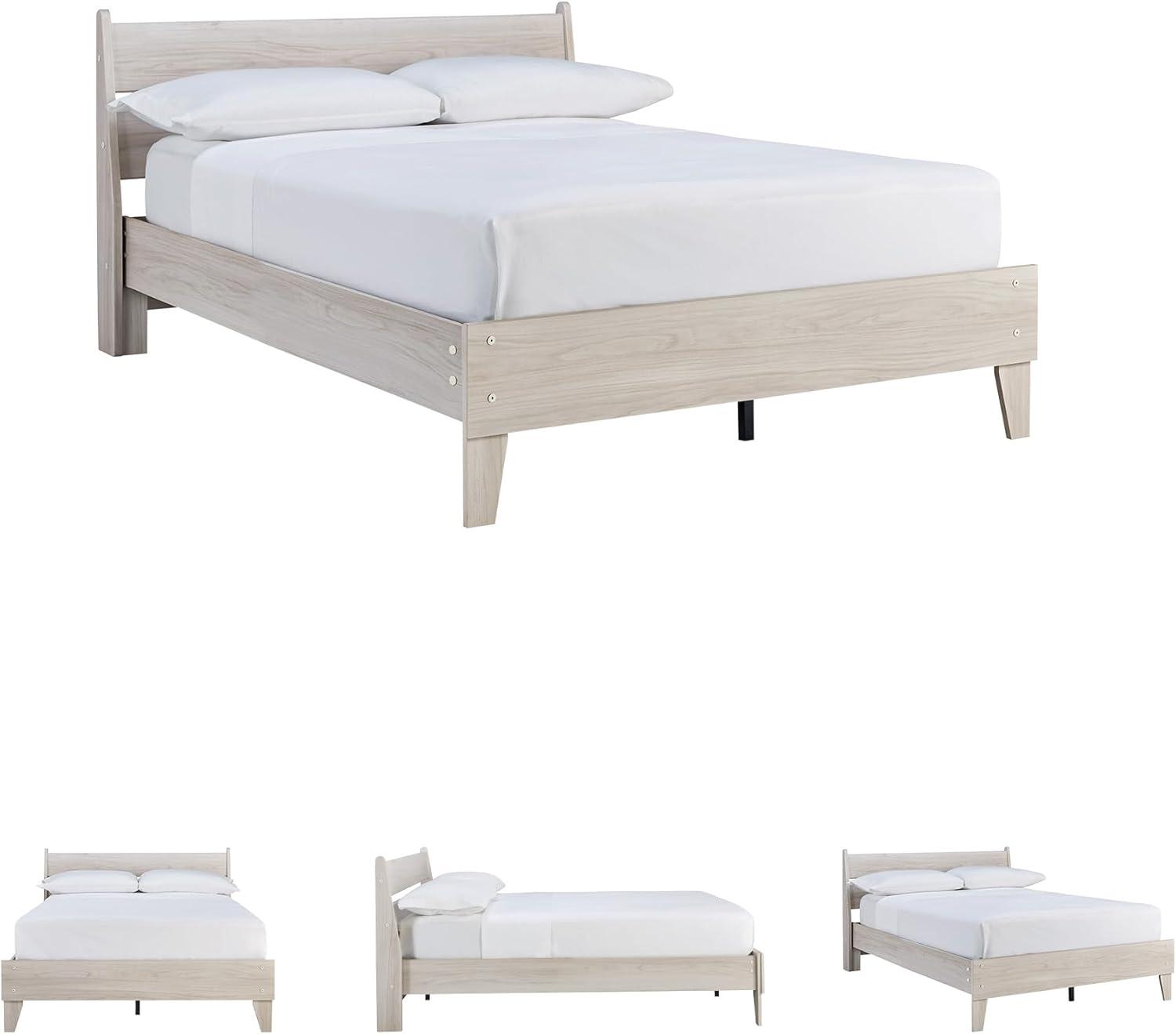 imageSignature Design by Ashley Socalle Casual Twin Platform Bed with Metal Slats No Box Spring Needed BlackNatural Beige
