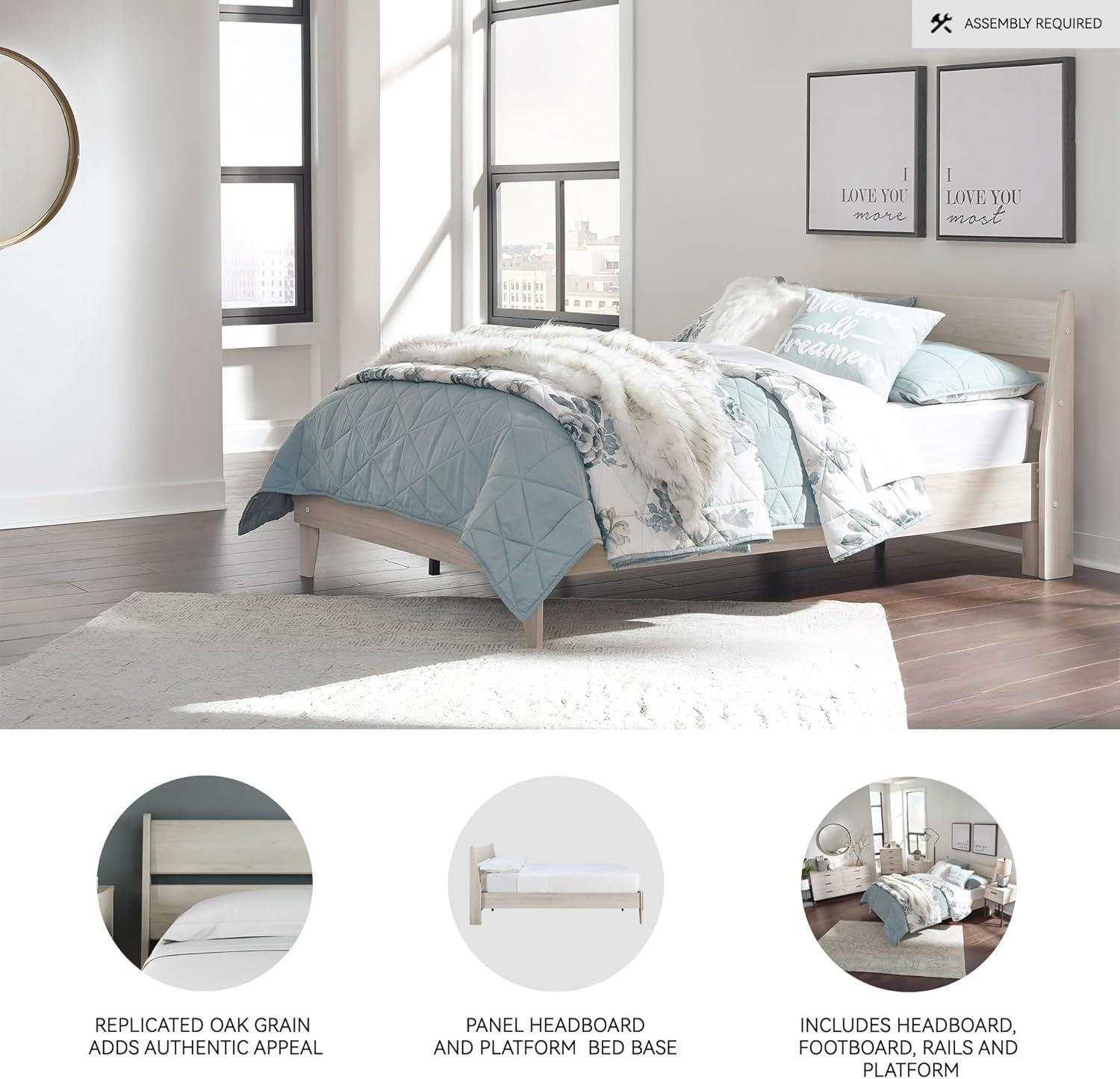 imageSignature Design by Ashley Socalle Casual Twin Platform Bed with Metal Slats No Box Spring Needed BlackNatural Beige