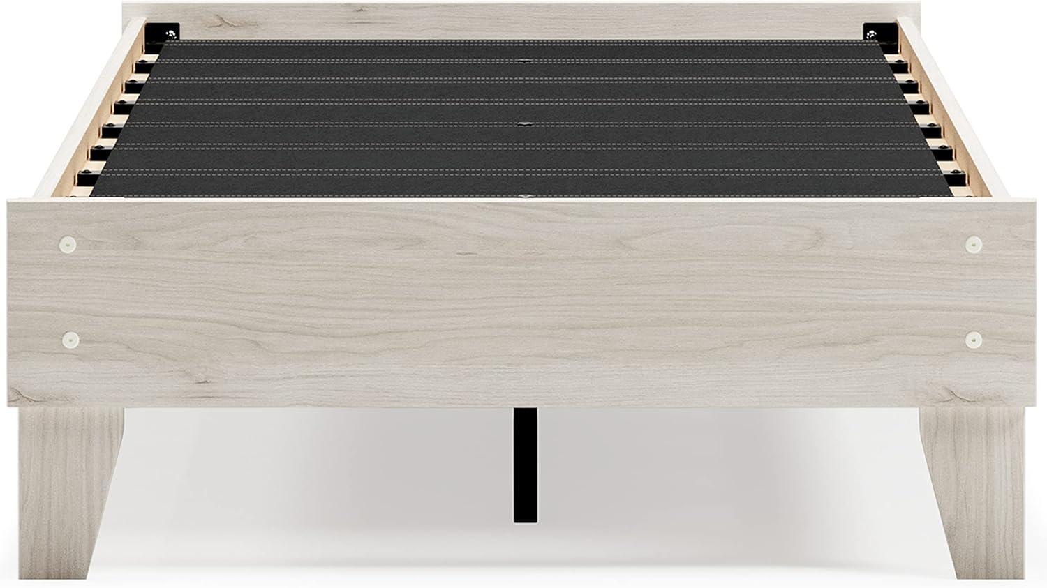 imageSignature Design by Ashley Socalle Casual Twin Platform Bed with Metal Slats No Box Spring Needed BlackNatural Beige