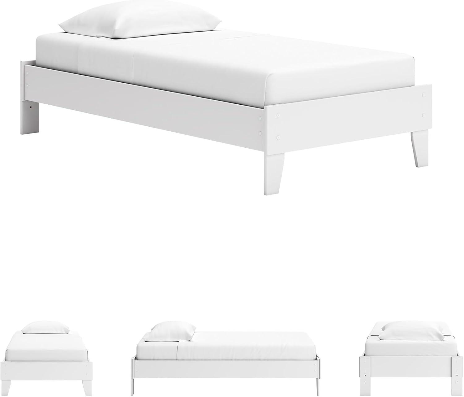 imageSignature Design by Ashley Socalle Casual Twin Platform Bed with Metal Slats No Box Spring Needed BlackOld White
