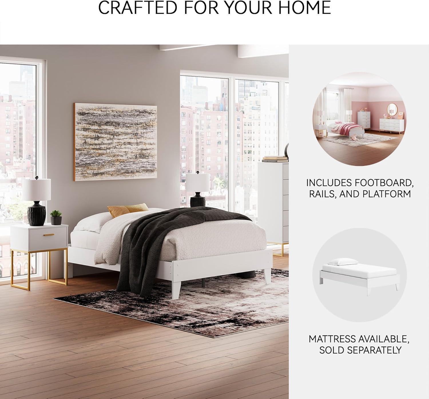 imageSignature Design by Ashley Socalle Casual Twin Platform Bed with Metal Slats No Box Spring Needed BlackOld White