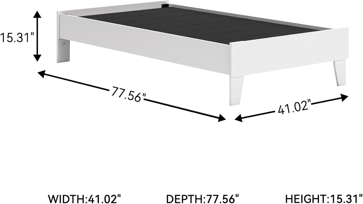 imageSignature Design by Ashley Socalle Casual Twin Platform Bed with Metal Slats No Box Spring Needed BlackOld White