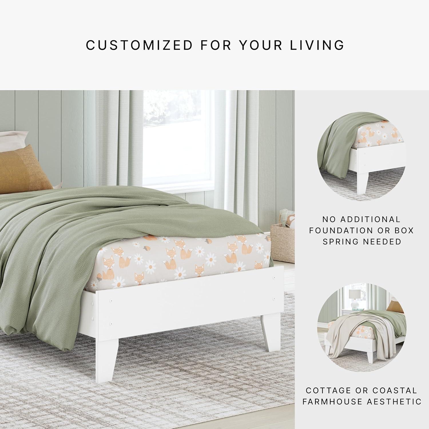 imageSignature Design by Ashley Socalle Casual Twin Platform Bed with Metal Slats No Box Spring Needed BlackPure White