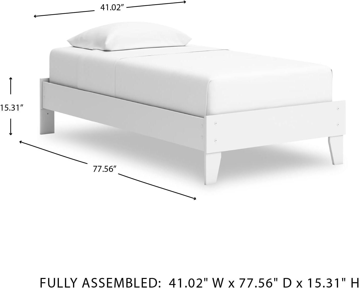 imageSignature Design by Ashley Socalle Casual Twin Platform Bed with Metal Slats No Box Spring Needed BlackPure White