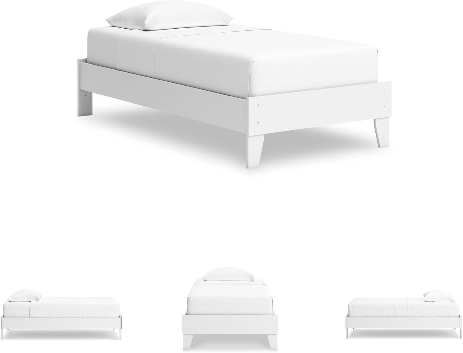 imageSignature Design by Ashley Socalle Casual Twin Platform Bed with Metal Slats No Box Spring Needed BlackPure White
