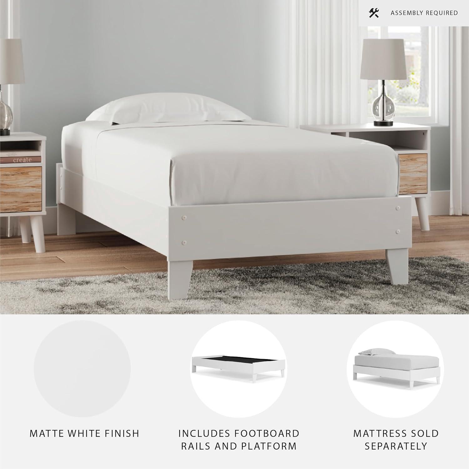 imageSignature Design by Ashley Socalle Casual Twin Platform Bed with Metal Slats No Box Spring Needed BlackWhite