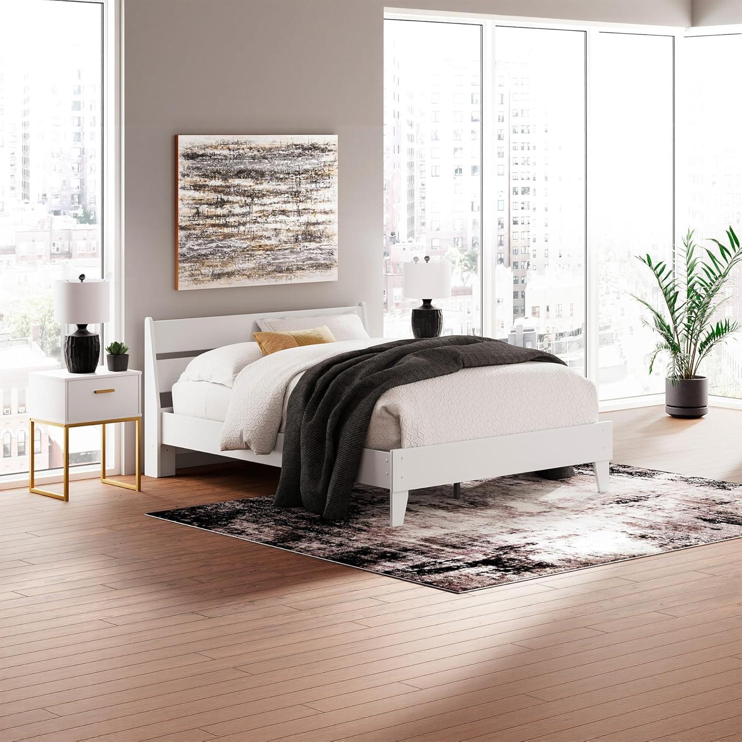 imageSignature Design by Ashley Socalle Casual Twin Platform Bed with Metal Slats No Box Spring Needed BlackWhite