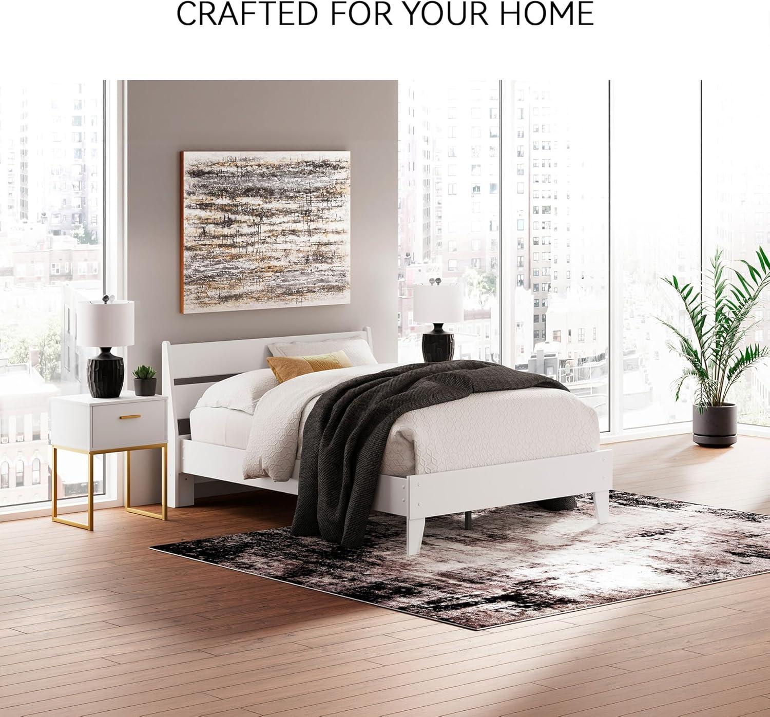 imageSignature Design by Ashley Socalle Casual Twin Platform Bed with Metal Slats No Box Spring Needed BlackWhite