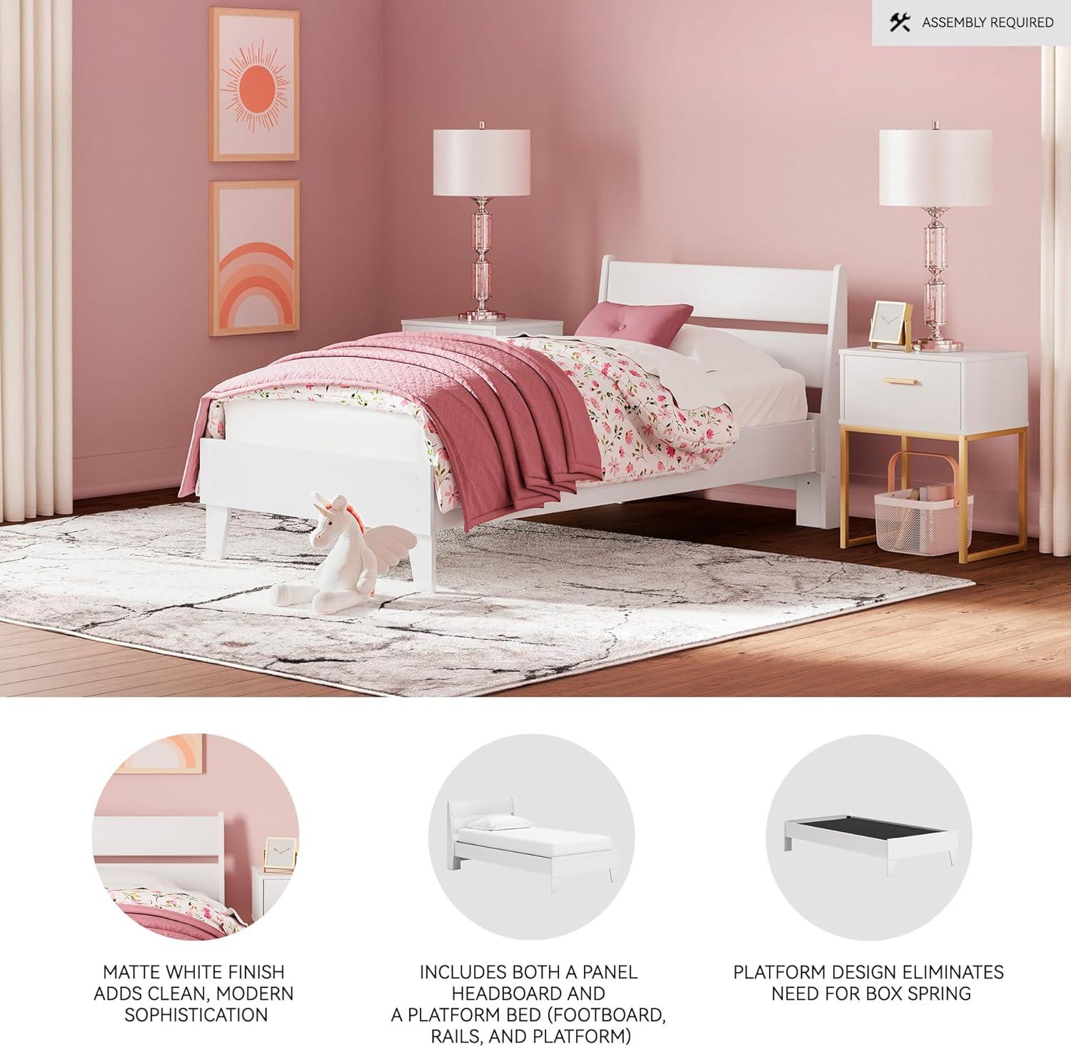 imageSignature Design by Ashley Socalle Casual Twin Platform Bed with Metal Slats No Box Spring Needed BlackWhite