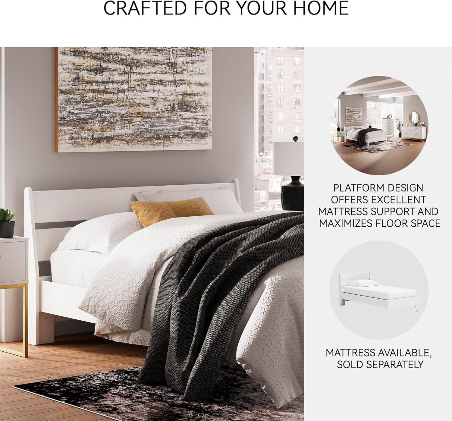 imageSignature Design by Ashley Socalle Casual Twin Platform Bed with Metal Slats No Box Spring Needed BlackWhite