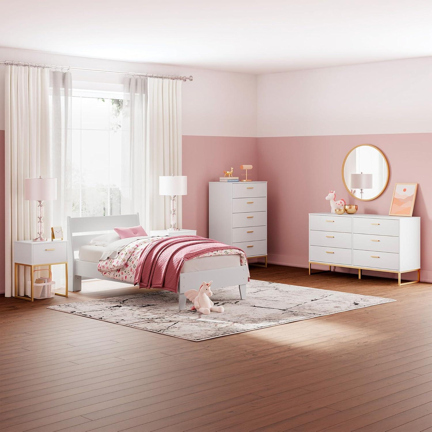 imageSignature Design by Ashley Socalle Casual Twin Platform Bed with Metal Slats No Box Spring Needed BlackWhite