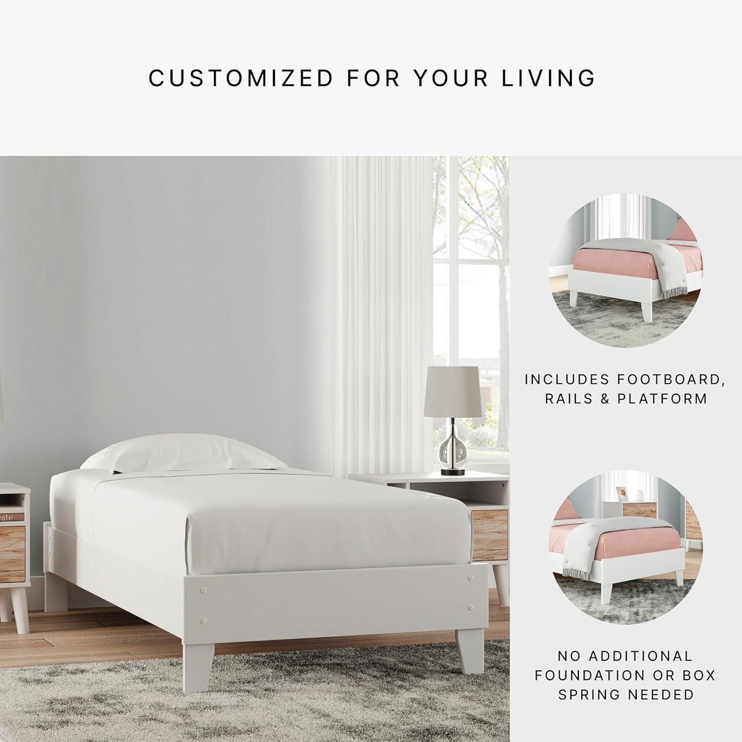 imageSignature Design by Ashley Socalle Casual Twin Platform Bed with Metal Slats No Box Spring Needed BlackWhite