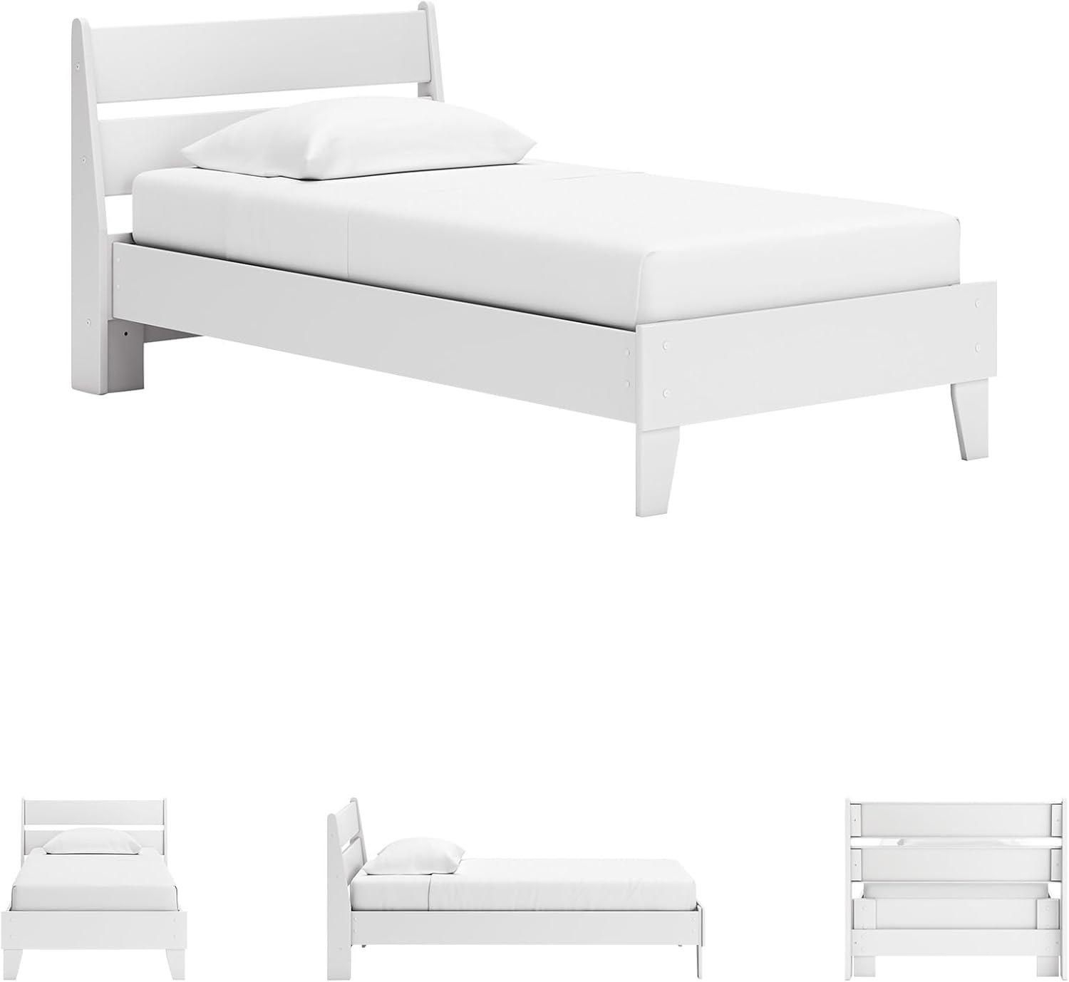 imageSignature Design by Ashley Socalle Casual Twin Platform Bed with Metal Slats No Box Spring Needed BlackWhite